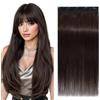 S-noilite Extension Capelli Veri Clip, One Piece Naturali Extension Capelli Veri, Estensioni Dei Capello Umani Clip, 5 Clips Hair Extensions, 30cm 40g Marrone Scuro Estensione per Capello Umani #2