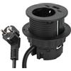 Electraline 62591 Multipresa Scrivania/Presa da Incasso Grommet da Tavolo con Power Delivery 25W 2 USB (1 di tipo C+ 1 di tipo A) + 1 HUB USB-C 2M, D60mm, 1 Presa Schuko + Spina Schuko