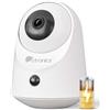 Ctronics 2K Telecamera Interno Senza Fili a Batteria, WiFi 5G/ 2.4GHz, Visione Notturna IR 20m, PC/App, 128GB/Cloud, Rilevamento PIR, Audio Bidirezionale, 360° PTZ, Bluetooth