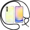 ISOI Cover con Cordino per Samsung Galaxy A25 5G, Custodia Trasparente con Collana Tracolla Laccio Collo Ultra Sottile Morbido TPU Silicone Antiurto AntiGraffio Antiscivolo Case, Nero