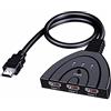 Aolirot Switch HDMI 3 In 1 Out - Splitter e Sdoppiatore HD 1080p 3D per HDTV/Xbox/PS3/PS4/Apple TV/Fire Stick/BLU-Ray DVD-Player - Selettori Audio Video