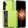 Nekiyo Tech Custodia Portafoglio per Compatible with Samsung Galaxy S25, Protezione Heavy Duty Doppio Strato Antishock di Grado Militare, Scomparto Carte Nascosto Copertura Slim - Verde