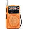 Tendak Radio Portatile FM/AM, Radiolina Portatile Piccola con Eccellente Ricezione, Mini Radio a Pile Supporta Batterie Sostituibili (AA) - arancione