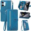 MOJIA Custodia Portafoglio per Xiaomi Poco X8 Pro Max, Pelle PU Flip Cover per Telefono con Guscio Interno in TPU, Multifunzione Porta Carte con Cinturino Polso. Blu