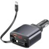 GemCoo 105W Caricabatteria Auto USB C, PD45W Retrattile Caricabatterie Auto, 30W QC3.0 USB Accendisigari Auto, con Voltmetro LED, Compatibile con iOS, Android, Samsung, Tablet, ecc