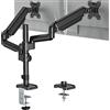 ELIVED Supporto per monitor 2 monitor per schermi da 13 a 32 pollici con VESA 75/100, molla a gas 2 supporti per monitor, girevole a 360°, 9 kg, altezza regolabile braccio monitor EV6032