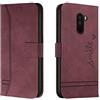 Bravoday Cover per Xiaomi Pocophone F1, Flip Custodia in Pelle PU Portafoglio Custodia per Xiaomi Pocophone F1, con Slot per Schede, Vino Rosso