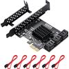 MZHOU Scheda Controller PCI-E 1X a 6 Porte SATA 3.0, Schede di Espansione PCIE SATA III 6Gbps, supporto SSD e HDD con Windows,Ubuntu