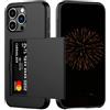 Nekiyo Tech Compatible with iPhone 16 Pro Custodia con portacarte, Resistente doppio strato antiurto sottile, Slot per carte nascosto per donne & uomini 6,3 pollici, Nero