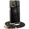 Mkej Custodia con Collana per OPPO A94 5G, Cover Donna Cuore amore con Cordino, Case con Laccio Tracolla Elettrolitico TPU Cover con Collana per OPPO A94 5G