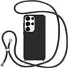 Jrkvniv Cover con Cordino per Samsung Galaxy S25 Ultra 5G, Custodia con Laccio Collana Tracolla Collo Silicone Antiurto TPU Opaca Protettiva Case per Samsung S25 Ultra 5G 6.8,Nero