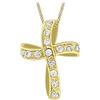 CARISSIMA Ciondolo croce in zircone cubico da donna in oro giallo 9 ct su collana curb, 46 cm