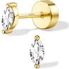 SLLAISS Moissanite Orecchini Punto Luce Argento 925 Donna Orecchino Piercing Lobo Piccoli Brillanti Anallergici per Piercing Trago Cartilagine Helix Tragus Taglio Marquise D VVS1