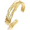 ENSKEFEN Bracciale rigido da donna in oro massiccio multistrato con filo incrociato aperto braccialetto cavo largo bracciale regolabile oro aperto bracciale rigido, Normale, Ottone, Senza pietre