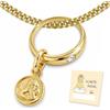Clever Schmuck - Collana per battesimo in oro con angelo custode e anello bianco, catenina a maglie da 36 cm in argento sterling dorato 925, in una confezione per il battesimo