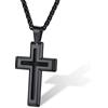 Supcare Collana Uomo Acciaio Inossidabile, Crocifisso Collana Nera Cristiana Ragazzo Papà