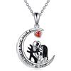 TOUPOP Collana da incubo in argento Sterling con motivo a forma di zucca, con scritta in lingua inglese Love You to The Moon and Back, Argento sterling, cristallo