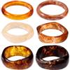 Mikovivi 6pz Larghi Braccialetti in Resina, 3 Misure Bracciale Resina Marrone Braccialetti alla Moda Boho per Donne Festival Musicali Vacanze e Uso Quotidiano