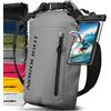 Nordlight Dry Bag Sacca Impermeabile + Custodia per Cellulare + Chiusura Arrotolabile, Tracolla | Zaino Impermeabile Sacca Stagna Borsa | Spiaggia, Canoa, SUP, Immersioni - Grigio, 30 Litri