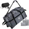 YOODI 100L XXL Grande Borsone da Viaggio Pieghevole con Ruote con Borsa da Toilette e Sacca per Scarpe 70x35x40cm Impermeabile Oxford Borsa Sportiva da Viaggio con Manici e Tracolla Uomo Donna, Grigio