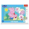 Trefl - Peppa Pig, il maialino più simpatico - Puzzle con cornice per bambini piccoli, 15 pezzi grandi, cornice e tappetino rigido, per bambini dai 3 anni