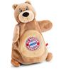 NICI Berni 63175 - Doudou e burattino da mano 2 in 1, con logo del Bayern Monaco, morbido doudou per neonati e bambini piccoli, unisex, 26 x 25 cm, marrone