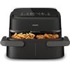 Philips Friggitrice ad aria a doppio cestello serie 1000 - capacità 7,1 l, tecnologia RapidAir, 10 funzioni di cottura, 90% in meno di grassi, design compatto, applicazione di ricette HomeID (NA154/09