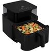 Haier Friggitrice ad Aria 7 Litri con Finestra e Luce LED, 1600W, Controllo Touch, Temperatura 60-200°C, App hOn, Cestello Antiaderente, Nero HAF3AFW 011