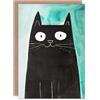 Artery8 Black Cat Lover Cute Watercolour Cartoon Animal Blank For Him Or Her Art Birthday Card