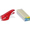 Leitz Set - Leitz WOW, Cucitrice a pinza in metallo capacità fino a 15 fogli, Caricamento posteriore, Rosso, 55472026 + Rapid, Punti Metallici standard Universali 21/4, Confezione da 10000 pezzi, 24867600