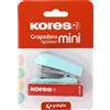 Kores - Mini cucitrice blu soft + 1000 punti metallici 24/6, compatibile con 26/6, capacità 12 fogli di carta da 80 g, 6 x 4,5 x 3 cm, distanza pinzatura 17 mm, ideale come materiale da ufficio