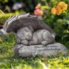 DiDiBirDi Angelo per animali domestici, monumento, tomba, pennarello, statua, pietre commemorative per cani ngarten ornamento pietra con ali d'angelo, urna per cani, regalo per la perdita di animali