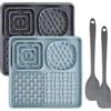 FIUTEKO Tappetino da leccare per cani e gatti in silicone,con 4 zone separate e ventose antiscivolo, include spatola perfetto per alleviare l'ansia, rallentare il pasto e stimolare il gioco