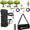 LOQATIDIS Câble d'attache pour chien, 3in1 système de trolley aérien, corde réfléchissante Longe Pour chiens cour camping parcs événements extérieurs plus de liberté sécurité 30m+2 * 3m-Nero