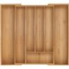 Relaxdays Portaposate da Cassetto Allungabile, Divisorio a 5-7 Scomparti per Posate, 5 x 31-50 x 45 cm, bambù, Naturale
