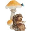 Top Collection Libro di lettura Hedgehog miniatura fata giardino e terraristica sotto statua del fungo