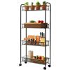 Relaxdays Carrello Relaxdays, 4 Ripiani, Metallo, HxLxP: 97,5 x 44 x 17 cm, 4 Ruote, per Cucina, Bagno, nicchie, salvaspazio, Nero