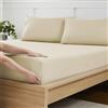 Sweet Home Collection Lenzuolo con angoli king size solo con elastico completo e cinghie angolari integrate per evitare spostamenti, lenzuolo inferiore in microfibra spazzolata morbido e traspirante, king size, beige/crema