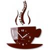 FLEXISTYLE Tazze Time for Coffee (Tempo per Il caffè) Moderno Orologio da Cucina da Parete, Marrone, 3D Romano, Decorazione da Parete