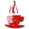 FLEXISTYLE Time for caffè (Tempo per Il caffè) Moderno Orologio da Parete da Cucina Rosso, 3D Romano, Decorazione da Parete