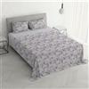 Italian Bed Linen Parure Letto Matrimoniale WATERCOLOR, 100% cotone made in Italy - Set lenzuolo sopra 255x300 cm + 2 Federe 50x80 cm con patella interna - Balza in tinta unita applicata, Stampa Digitale - WT10