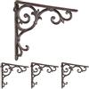 Relaxdays Set 4 Reggimensola da Muro, Staffe Mensole, HLP: 24,5x4x24,5 cm, Supporti Angolari Ripiani Vintage, Marrone