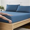 Sweet Home Collection Lenzuolo con angoli per letto matrimoniale, con elastico completo e cinghie angolari integrate per evitare spostamenti, lenzuolo inferiore in microfibra spazzolata morbido e traspirante, completo, blu
