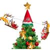 BAKAJI Puntale Rotante con Slitte di Babbo Natale e Renne, Decorazione Addobbo per Albero Luminoso con Luci LED Bianco Caldo, Decorazioni Addobbi Natalizi Musicali Girevoli con Attacco USB