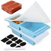 Mobumeia Contenitori Freezer in Silicone per Zuppe e Brodo (2 Pezzi x 500ml) - Stampo Grandi Cubetti di Ghiaccio con Coperchio, Salvaspazio per Meal Prep, Adatto a Forno e Microonde