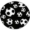 PyrrlicToy Calcio Tappeto Rotondo 60cm Antiscivolo Tapette Salotto Lavabile Tappeti Rotondi Calcio Tappeto Soggiorno Pelo Corto per Sala da Pranzo, Camera da Letto, Nero Bianco