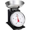 Rosenstein & Söhne Bilance da cucina digitali - bilancia analogica di precisione: Analogico Bilancia da cucina retro, fino a 5 kg, Funzione Tara, involucro in metallo nero (da cucina, vintage)