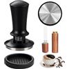 Eiyptzbqm Pressino per Caffe da 58 mm Tamper Caffe Kit con Mini Ago WDT Tool e Pressa Caffè Tappetino Tamper 58mm Base Filettata e Molla Regolabile Pressino per Caffè Espresso Accessorio per Barista Caffetterie