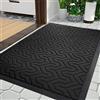Yimobra Zerbino per porta anteriore, resistente per tutto l'anno, per ingresso della casa, garage e giardino, in gomma naturale antiscivolo, non stinge, 120 x 80 cm, nero