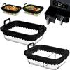 HUIKUANGEU Pirofila Airfryer,2 Pezzi Teglia Vetro da Forno 21x16x7 cm,Accessori Friggitrice ad Aria,Air Fryer Glass Baking Tray,Contenitori per Friggitrice ad Aria,per Accessori Ninja Airfryer AF400EU/AF500EU